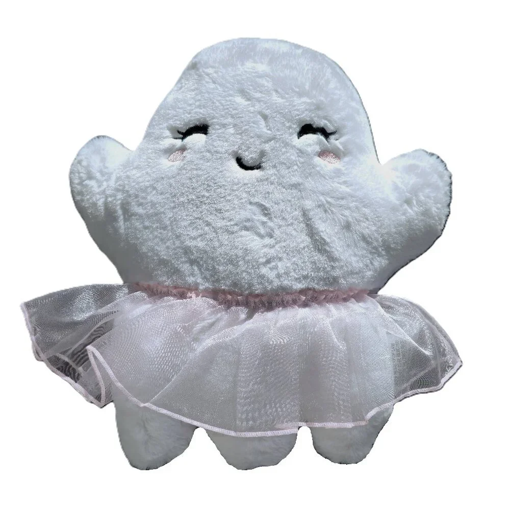 NWT Set of 4 Ghost Family Decorative Plush Faux Fur Throw Pillow Set Halloween